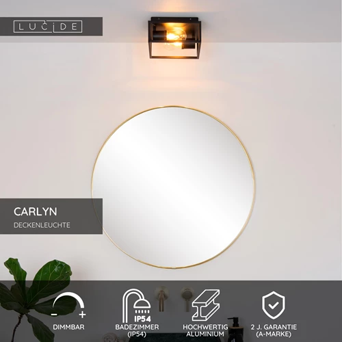 Lucide CARLYN - Deckenleuchte Badezimmer - 2xE14 - IP54 - Schwarz - USP